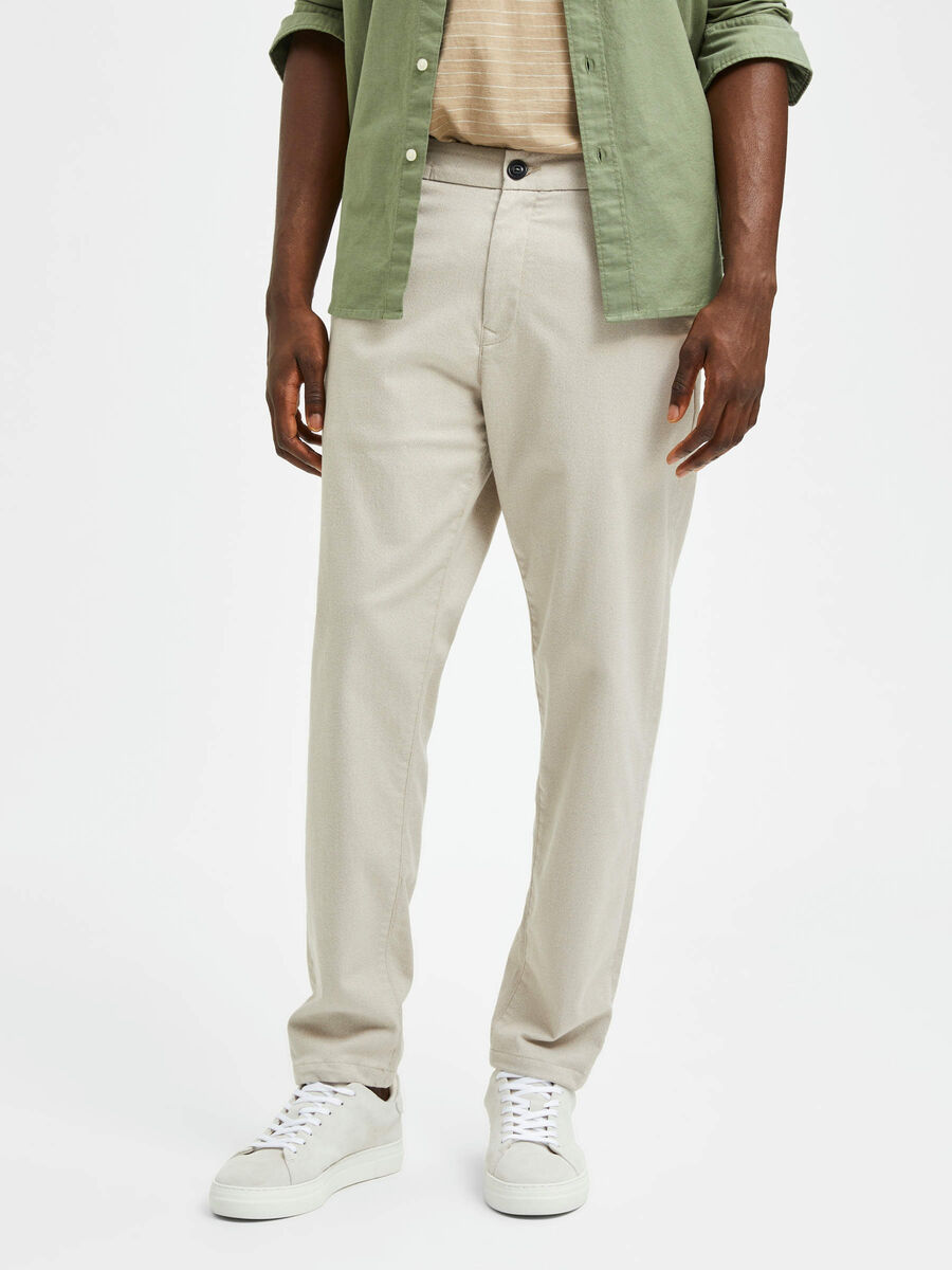 Selected FORMAL ORGANIC COTTON BLEND TROUSERS, Sand, highres - 16081374_Sand_919464_003.jpg