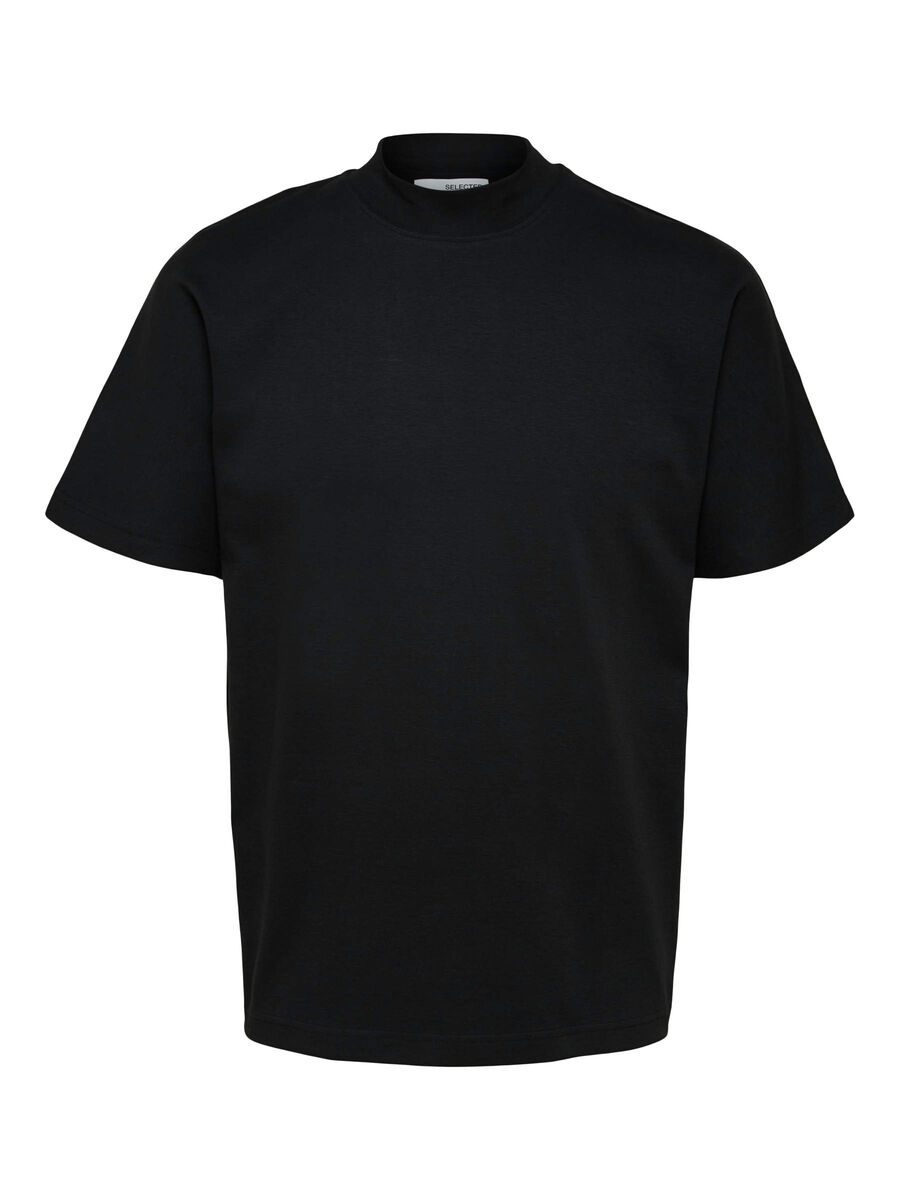 Selected MOCK NECK T-SHIRT, Jet Black, highres - 16081953_JetBlack_001.jpg