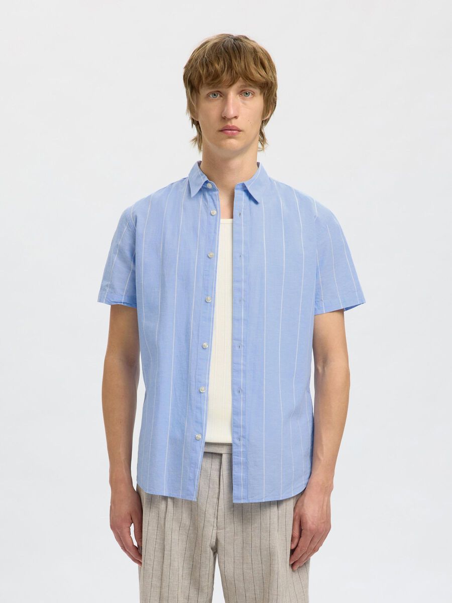 Selected COTTON BLEND SHORT SLEEVED SHIRT, Cashmere Blue, highres - 16079053_CashmereBlue_1175195_003.jpg