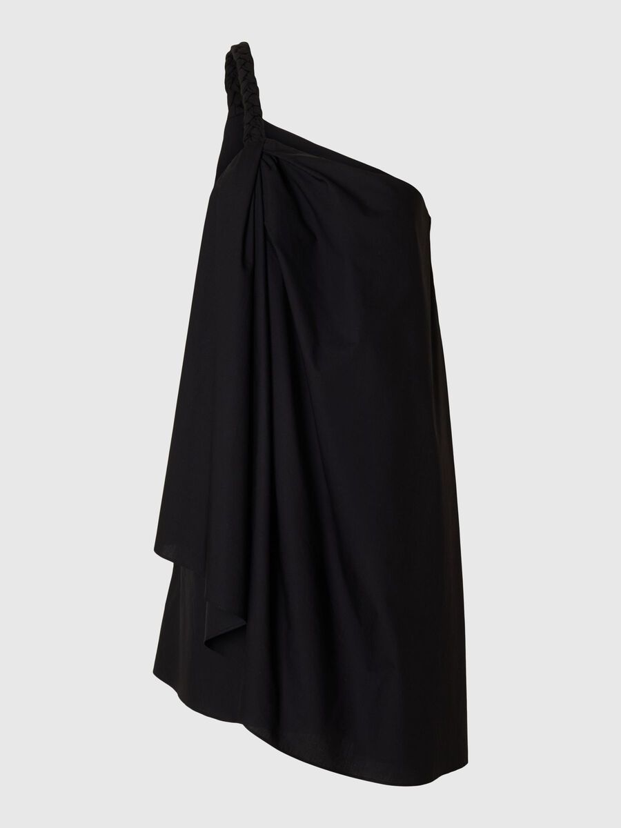 Selected BRAIDED ONE-SHOULDER DRESS, Black, highres - 16097810_Black_001.jpg