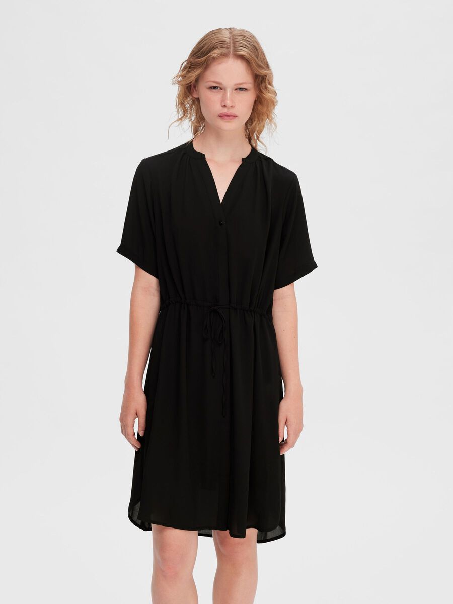 Selected MANCHES COURTES ROBE-CHEMISE, Black, highres - 16093417_Black_003.jpg