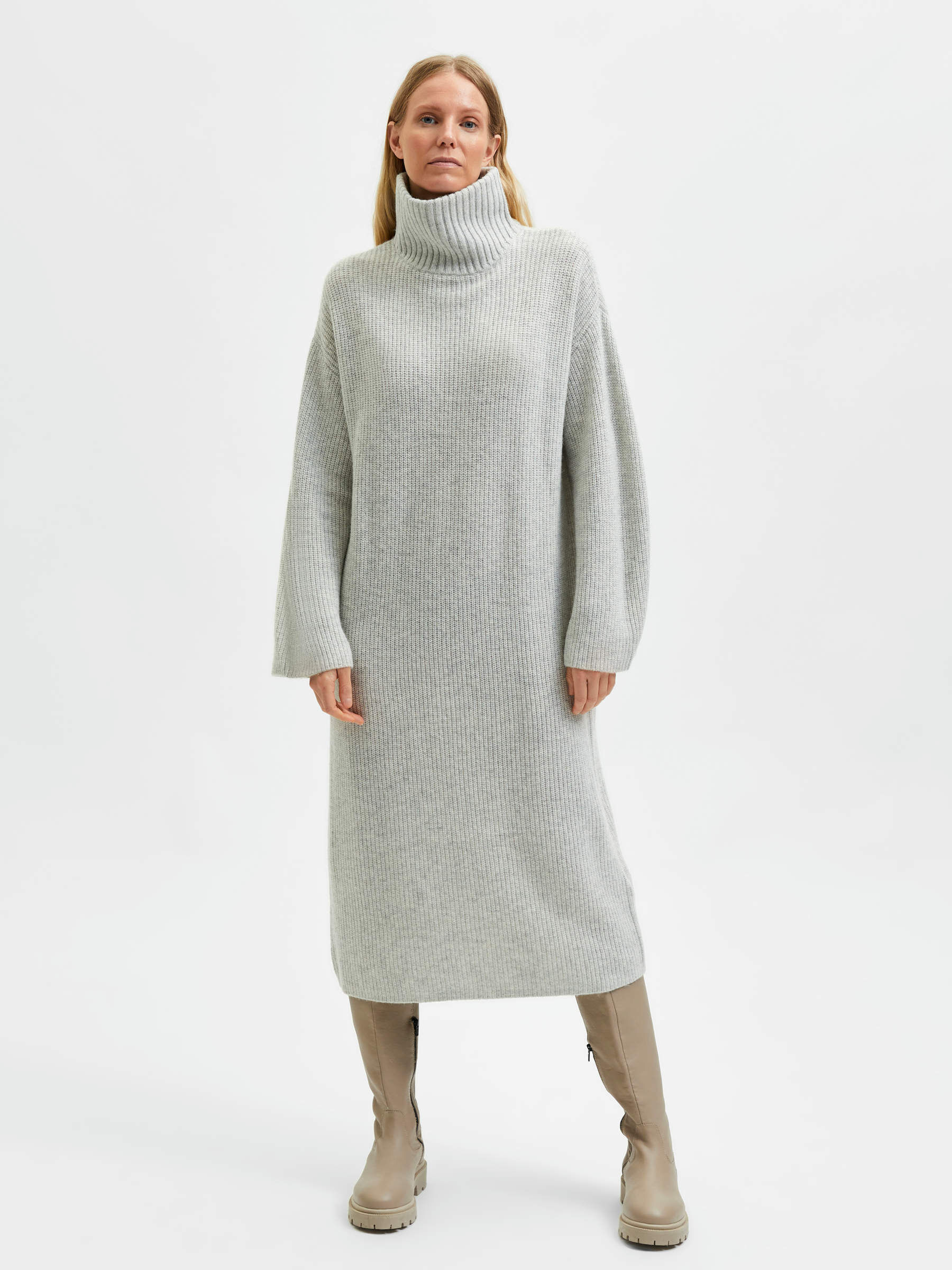 COL GEBREIDE JURK Grijs SELECTED FEMME