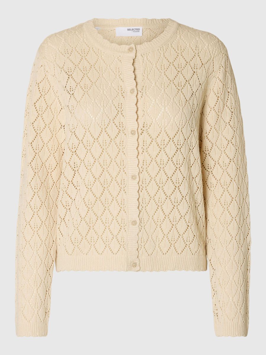 Selected STRUKTURERET STRIKKET CARDIGAN, Birch, highres - 16095762_Birch_001.jpg
