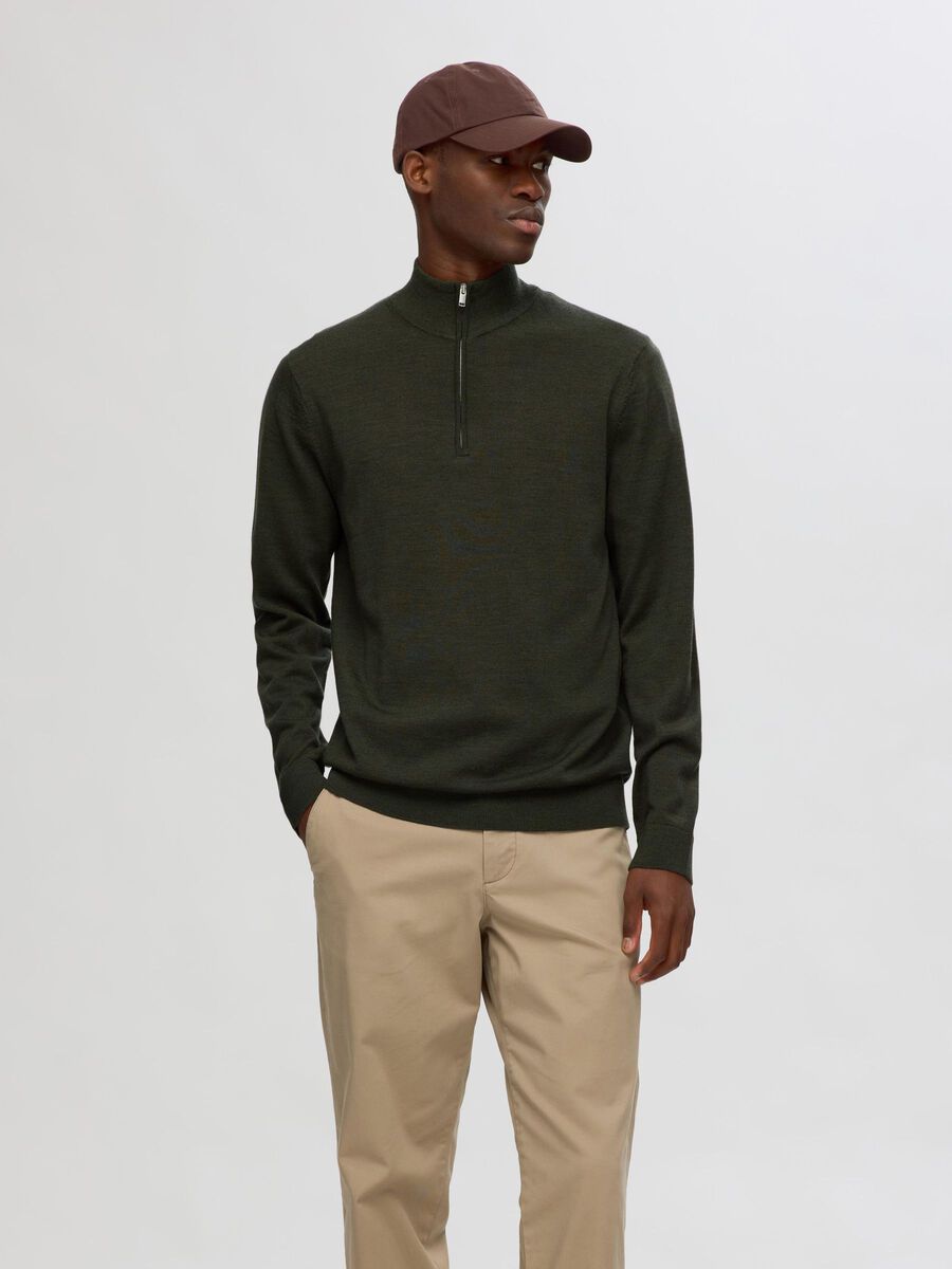 Selected 100% MERINO WOOL HALF-ZIP JUMPER, Forest Night, highres - 16094655_ForestNight_003.jpg