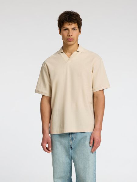 Selected SHORT SLEEVED POLO SHIRT, Raw Cotton, highres - 16097239_RawCotton_003.jpg