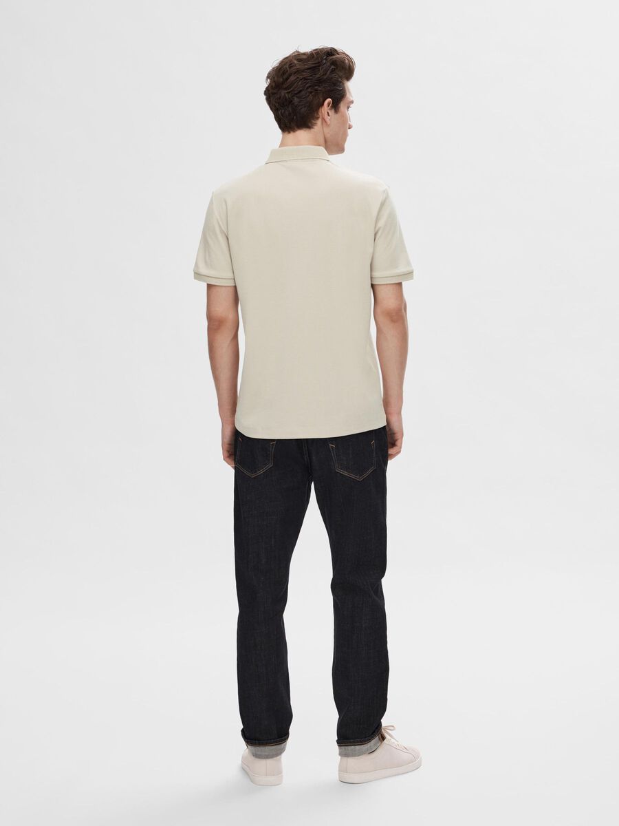 Selected MERCERISED INTERLOCK POLO SHIRT, Oatmeal, highres - 16079026_Oatmeal_004.jpg