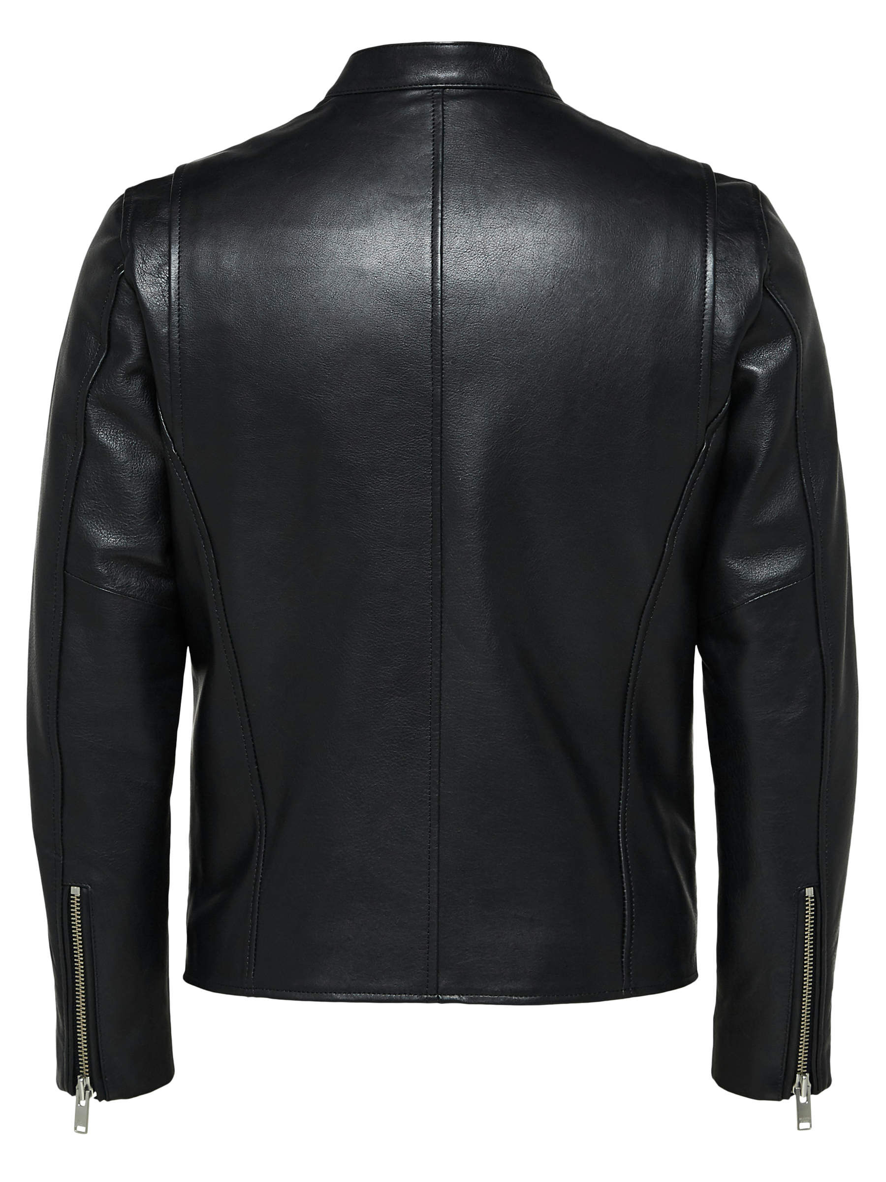 HEAVY TIMELESS BIKER LEATHER JACKET Black SELECTED HOMME