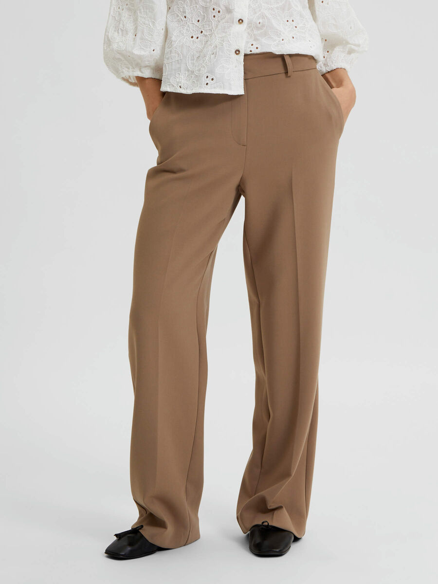 Selected FORMAL WIDE-LEG TROUSERS, Pine Bark, highres - 16084697_PineBark_003.jpg