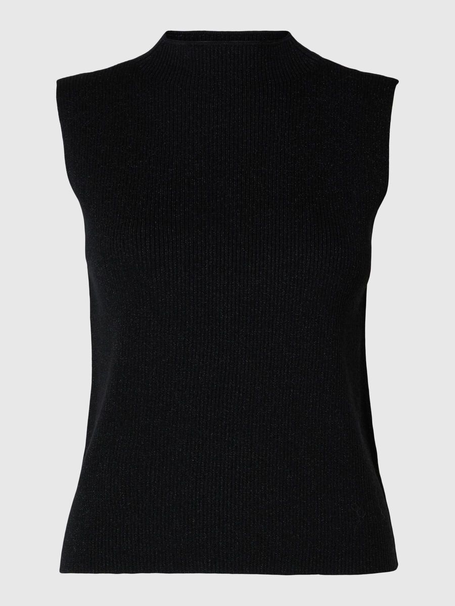 Selected GLITTER SLEEVELESS TOP, Black, highres - 16095890_Black_1152391_001.jpg