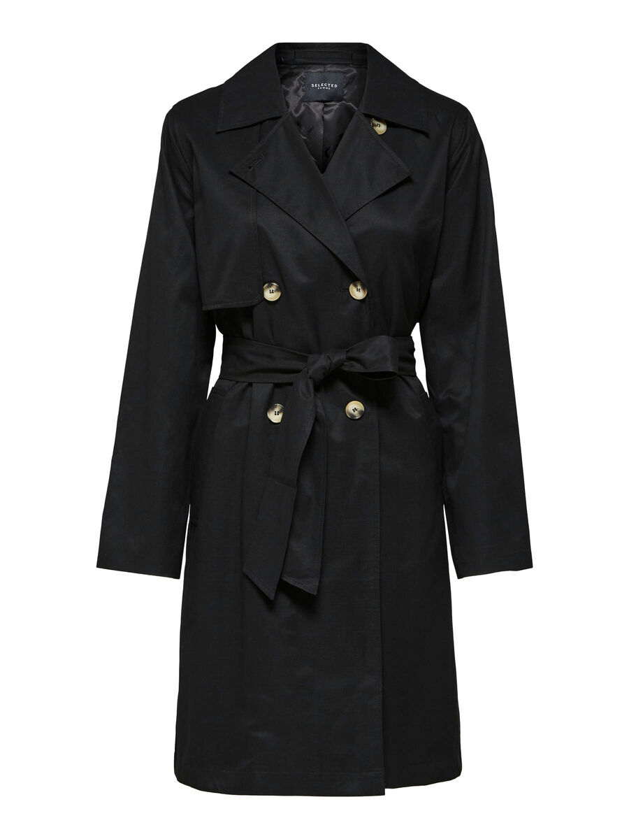 Selected DUBBELKNÄPPT TRENCHCOAT, Black, highres - 16076541_Black_001.jpg