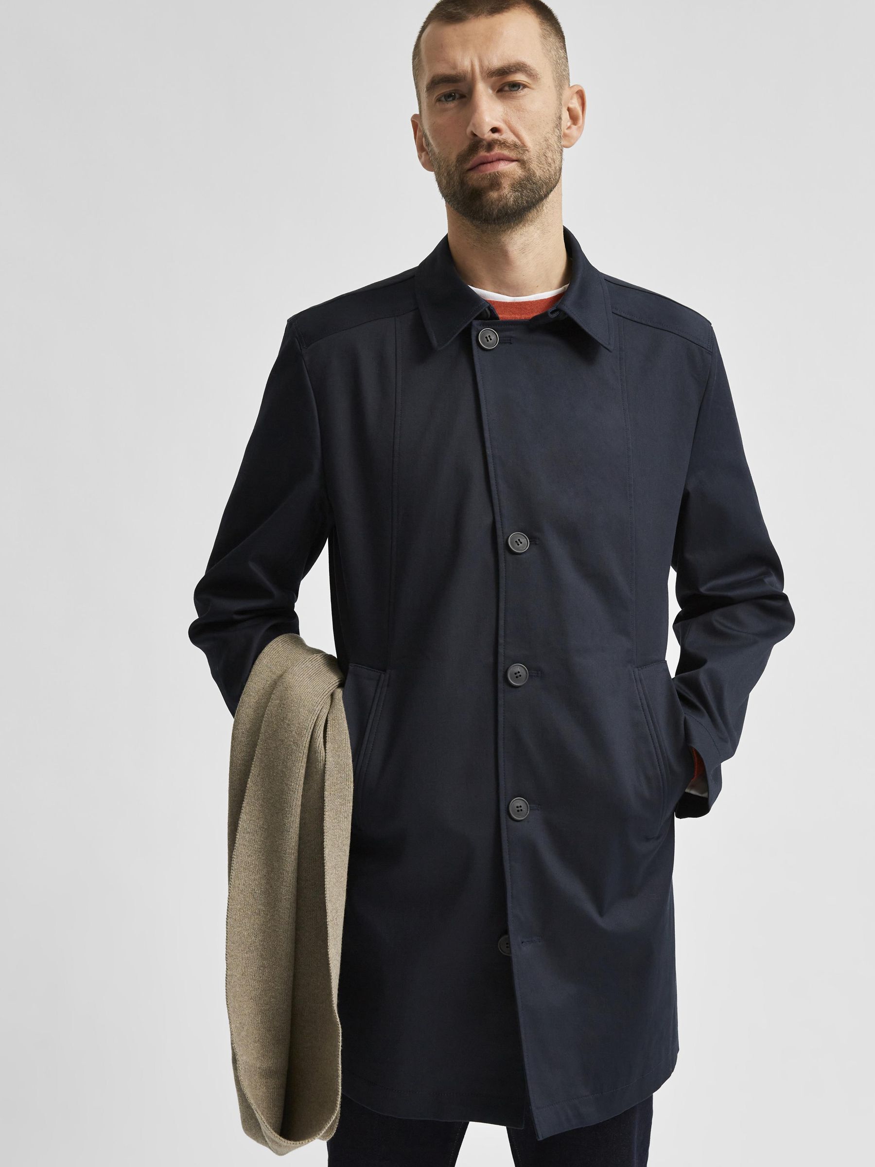 CLASSIC STRETCH CAR COAT | Blue | SELECTED HOMME®