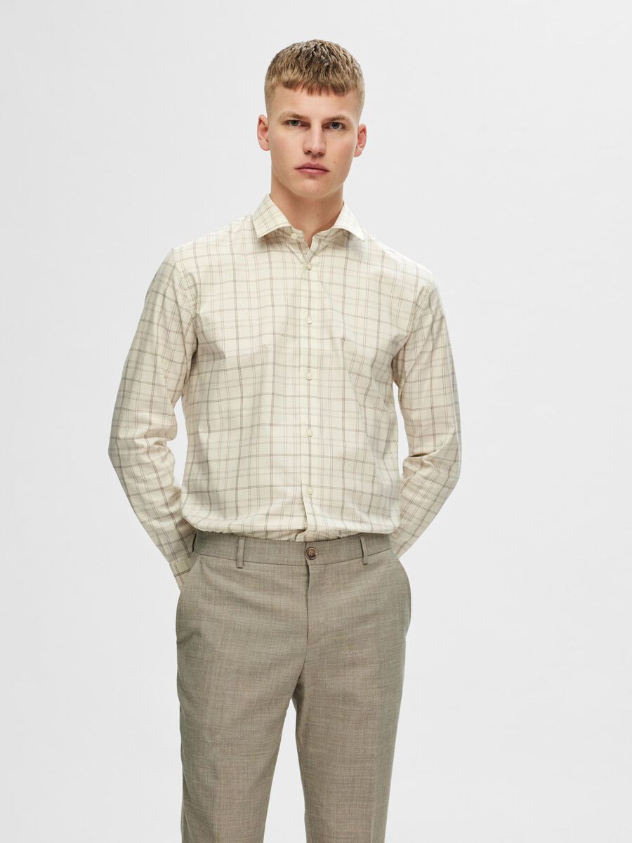 Selected CHECKED UNTUCKED LONG SLEEVED SHIRT, Egret, highres - 16091068_Egret_1053719_003.jpg