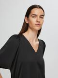 Selected SATIN 2/4 SLEEVED BLOUSE, Black, highres - 16095967_Black_006.jpg