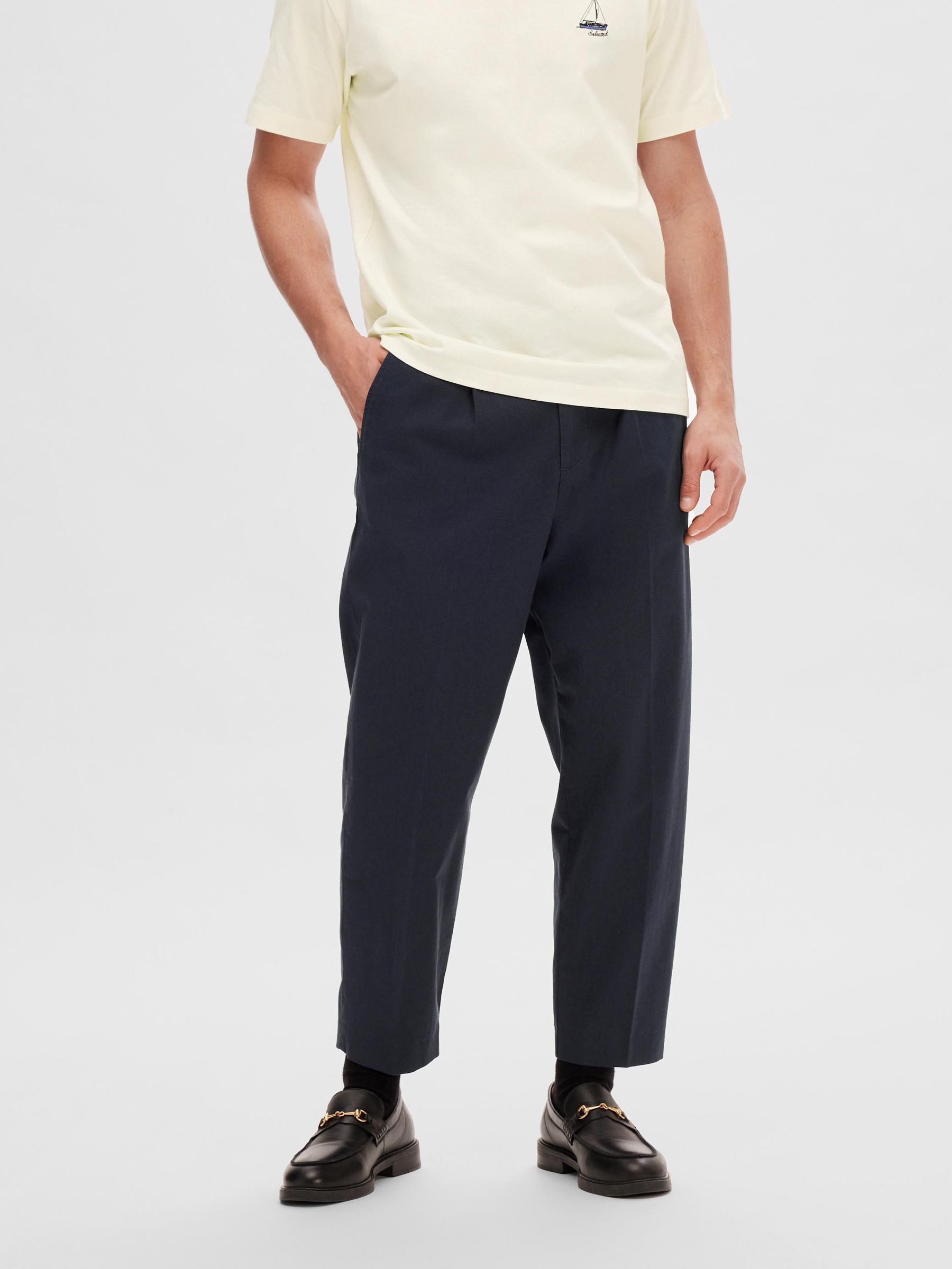 CROPPED 180 RELAXED FIT TROUSERS Blue SELECTED HOMME