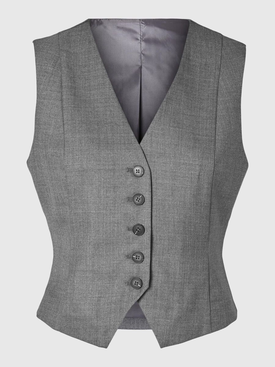 Selected TAILORED WOOL BLEND WAISTCOAT, Grey Melange, highres - 16095272_GreyMelange_001.jpg