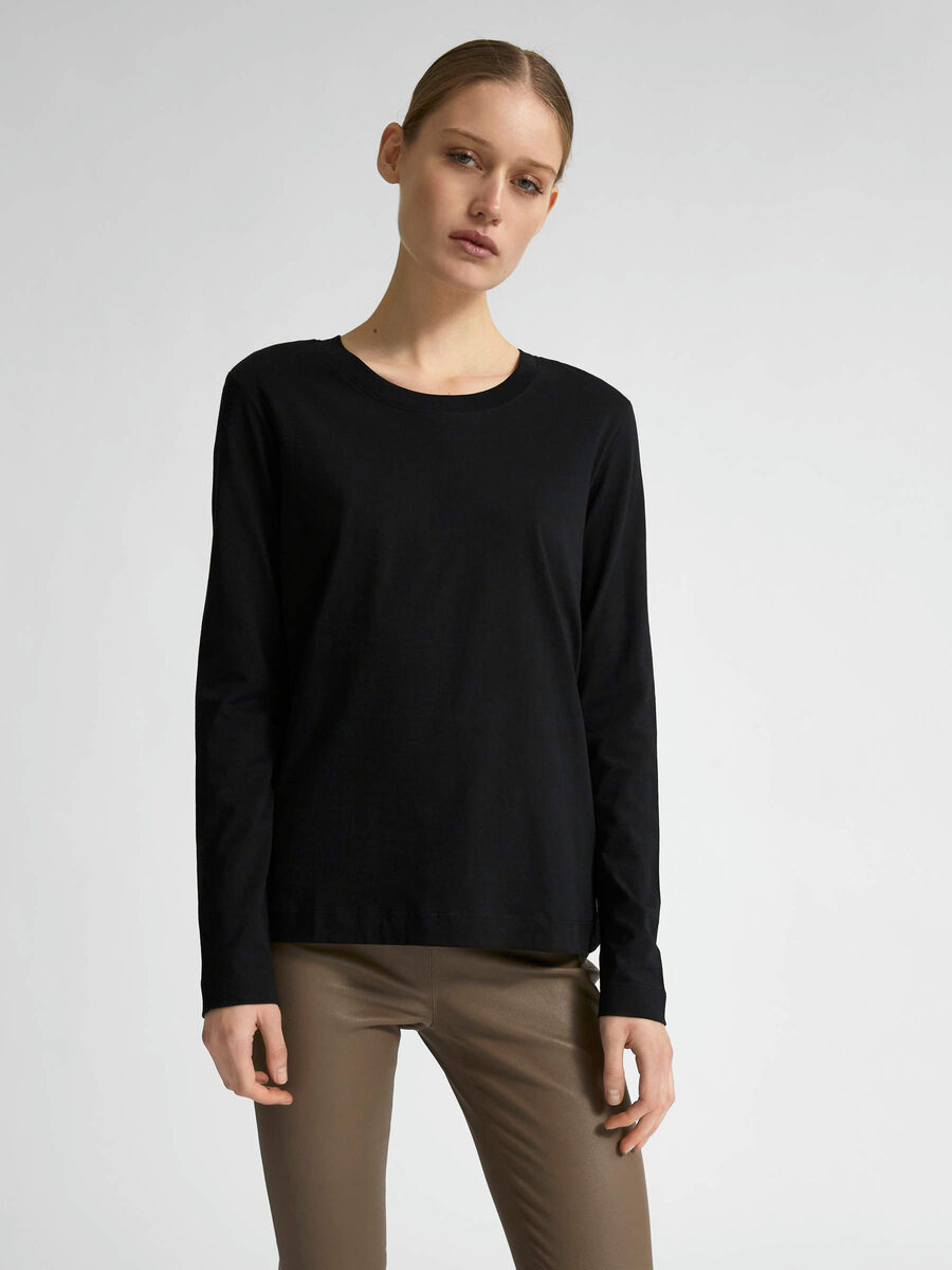 Selected LANGE MOUWEN T-SHIRT, Black, highres - 16065134_Black_003.jpg