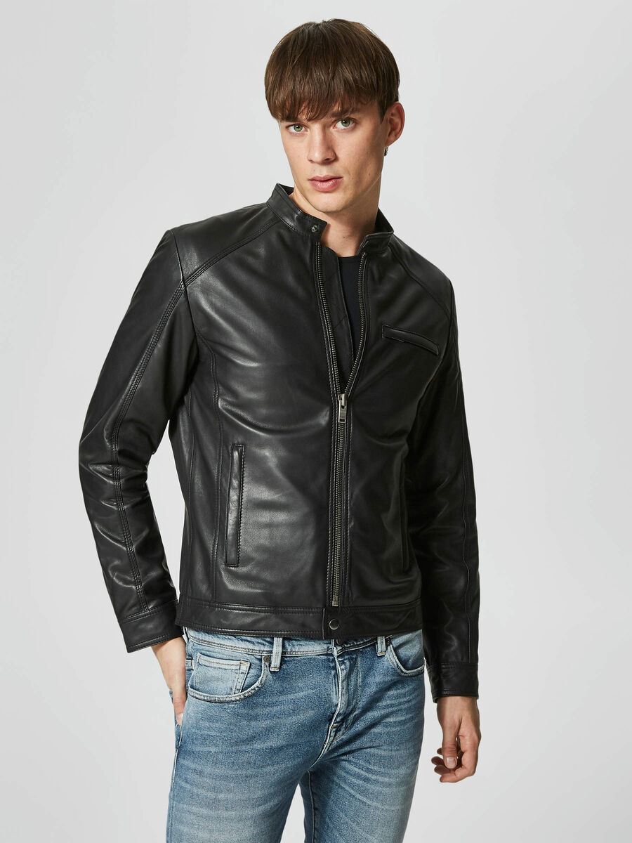 Selected LAMB - LEATHER JACKET, Black, highres - 16060120_Black_003.jpg