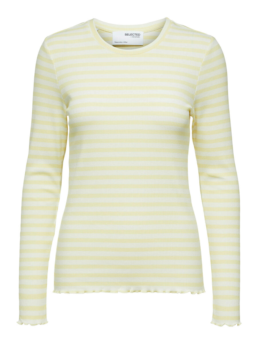Selected STRIBET LANGÆRMET T-SHIRT, Double Cream, highres - 16077379_DoubleCream_820709_001.jpg