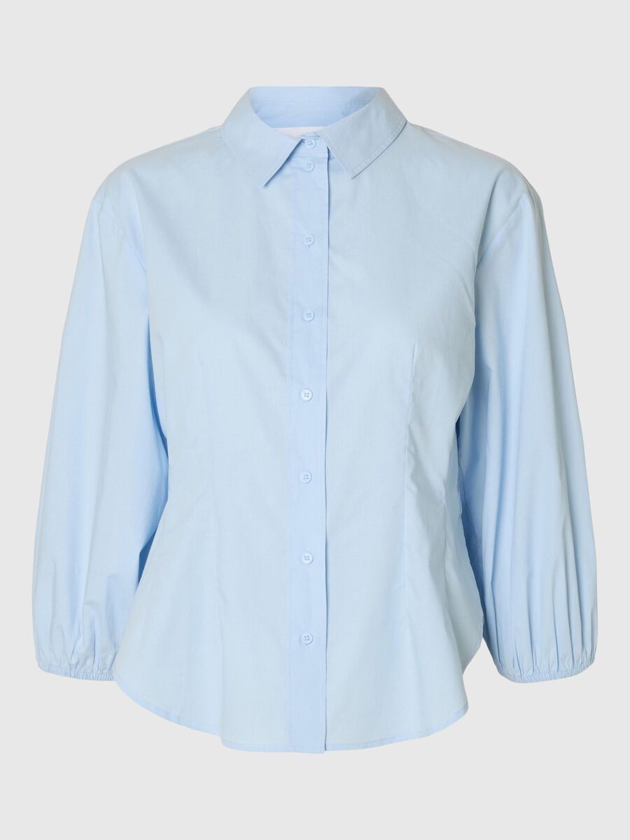 Selected KATOENEN SHIRT MET 3/4 MOUWEN, Cashmere Blue, highres - 16097362_CashmereBlue_001.jpg
