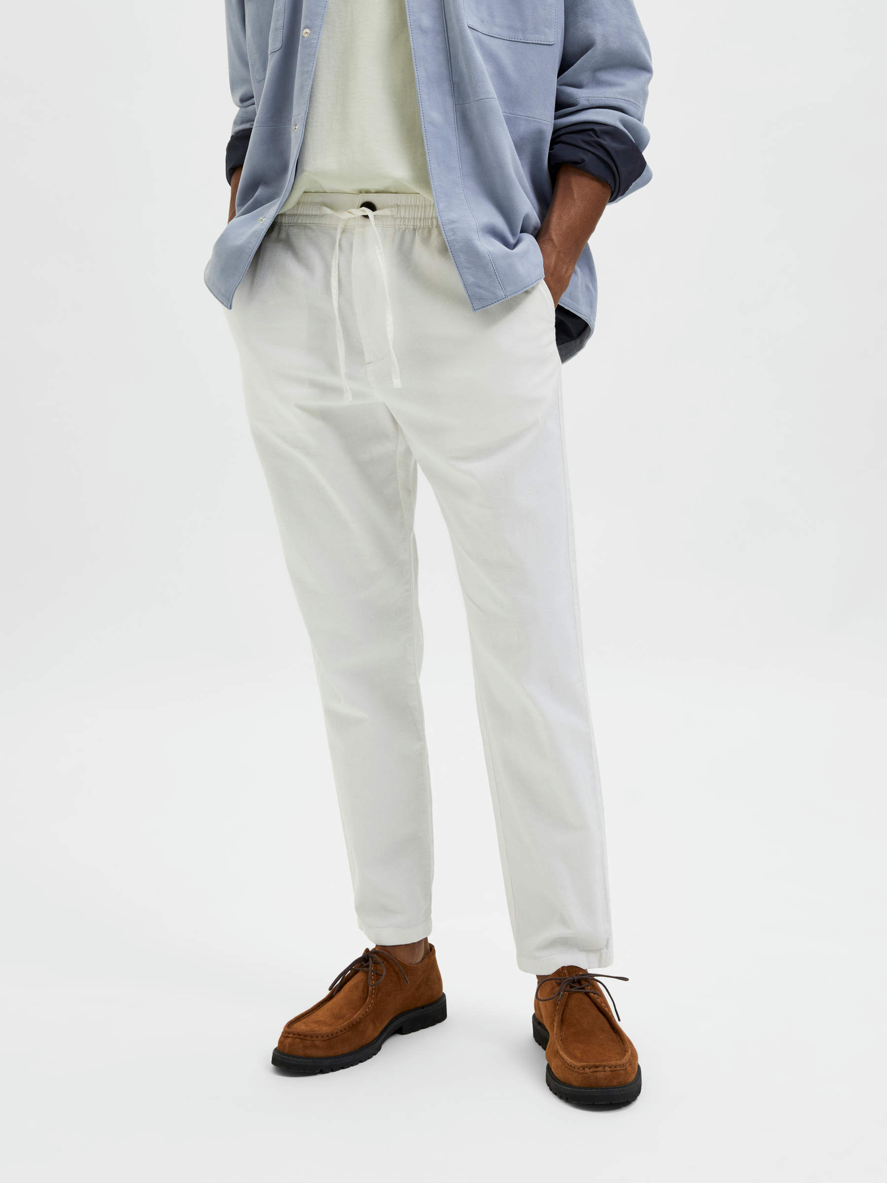 MEZCLA DE LINO PANTALONES Blanco SELECTED HOMME