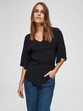 Selected V-HALS TOP MET KORTE MOUWEN, Black, highres - 16073434_Black_003.jpg