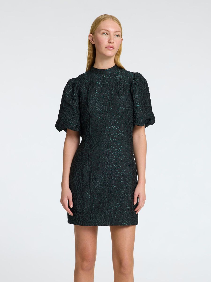 Selected BLOMSTRETE JACQUARD KJOLE MED PUFFERMER, Scarab, highres - 16097394_Scarab_003.jpg