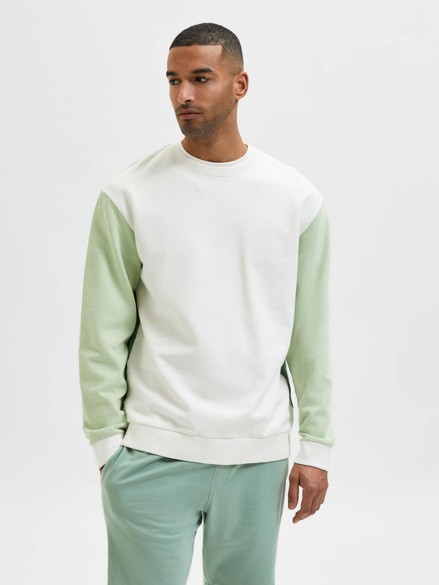 Selected DUAL TONE SWEATSHIRT, Celadon Green, highres - 16084680_CeladonGreen_003.jpg