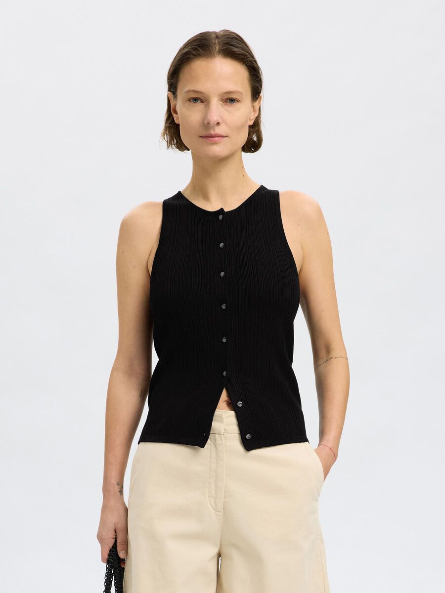 Selected EN MAILLE TOP SANS MANCHES, Black, highres - 16097536_Black_003.jpg