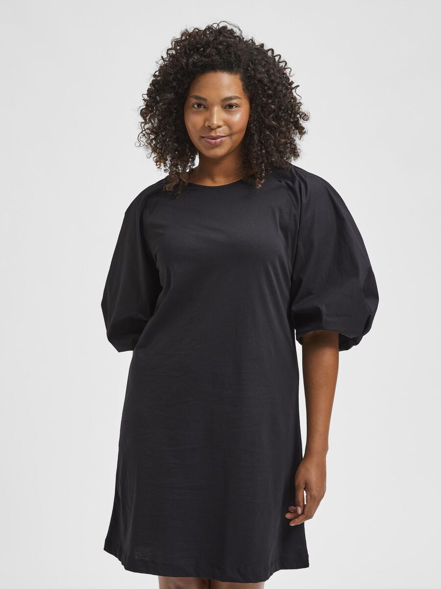 Selected KORTE POFMOUW MIDI CURVE JURK, Black, highres - 16083129_Black_003.jpg