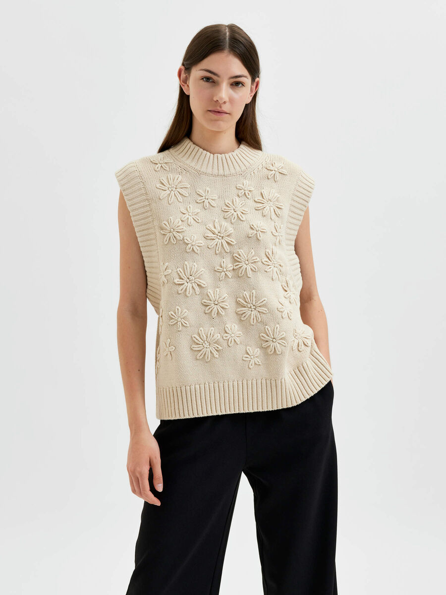 Selected BRODERET STRIK VEST, Sandshell, highres - 16079573_Sandshell_003.jpg