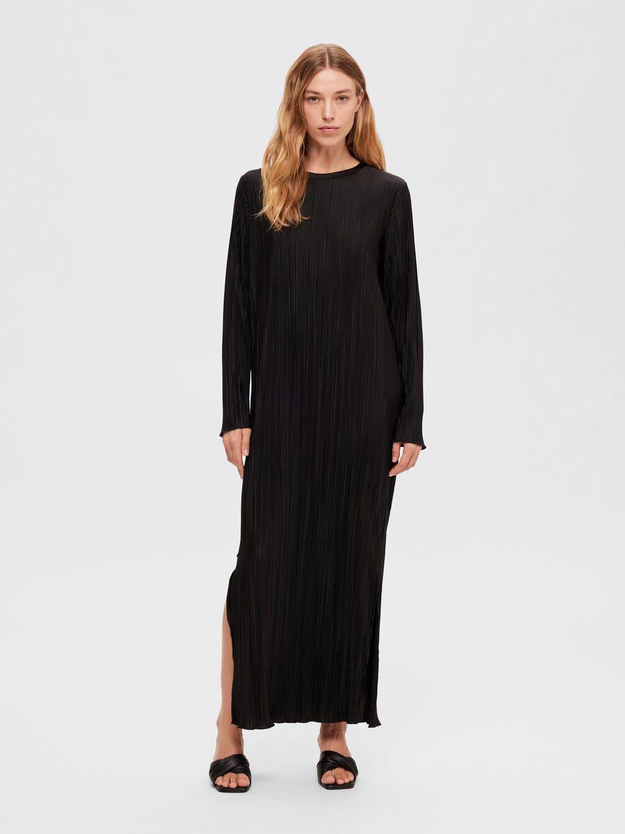 Selected PLISSÉ PLEATED MAXI DRESS, Black, highres - 16090286_Black_005.jpg