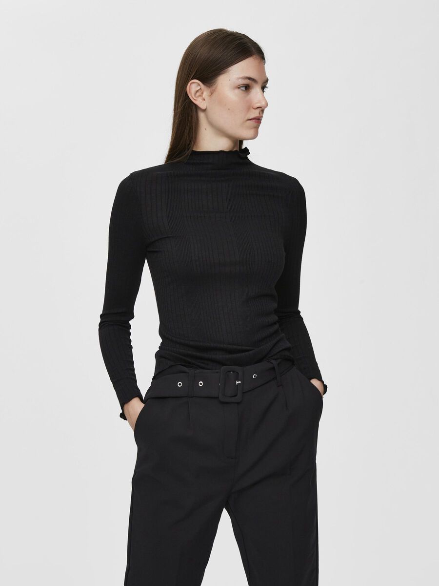 Selected FRILL NECK - JUMPER, Black, highres - 16075303_Black_003.jpg