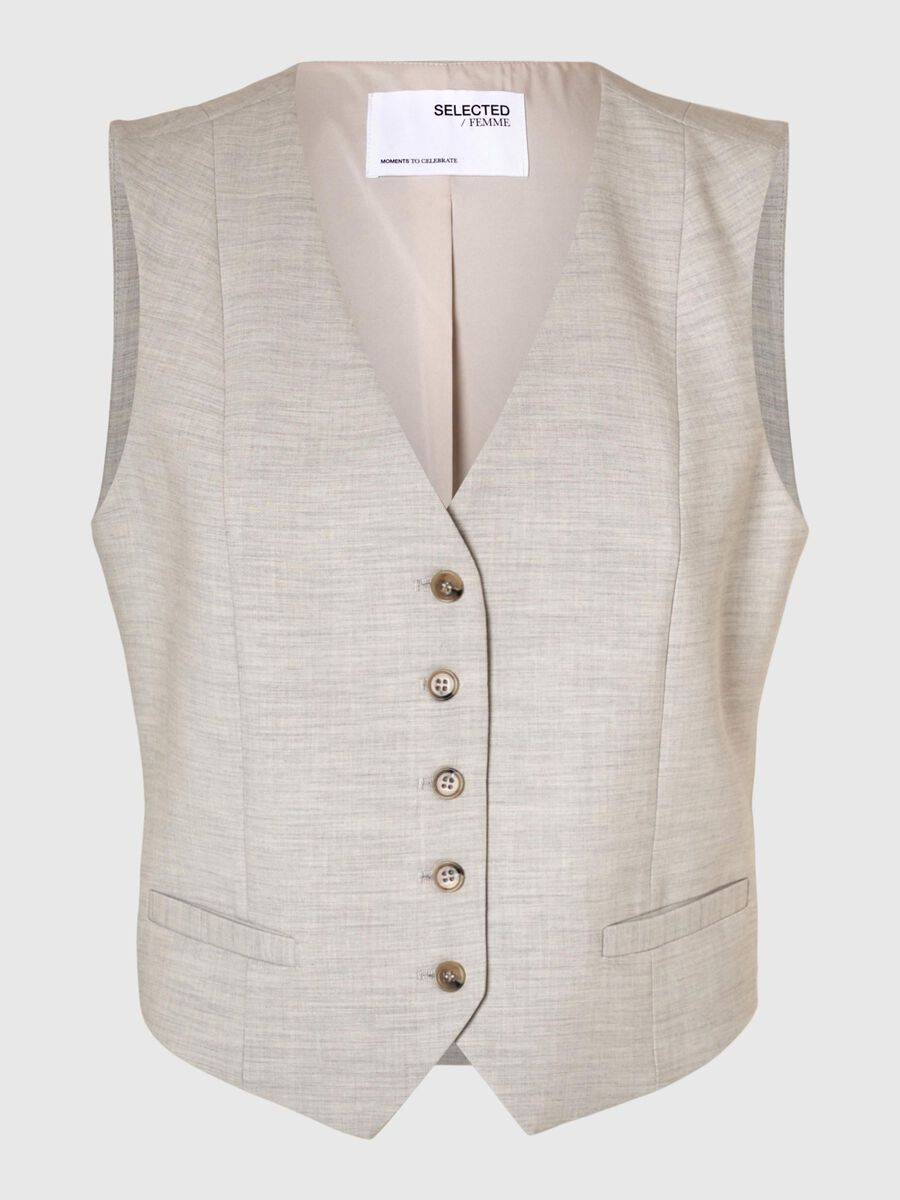 Selected VISCOSEMIX TAILORED GILET, Dove, highres - 16095485_Dove_1140295_001.jpg