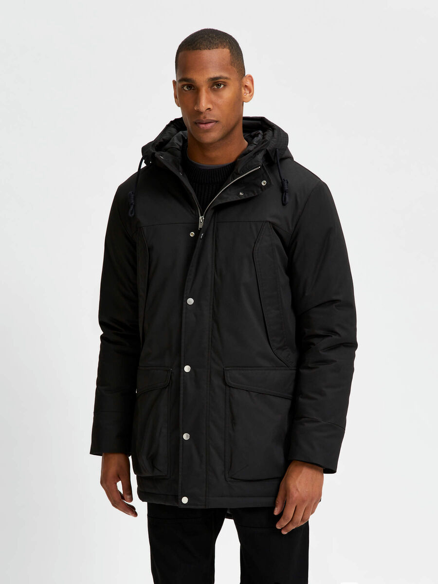 Selected AVEC CAPUCHE PARKA, Black, highres - 16079374_Black_003.jpg