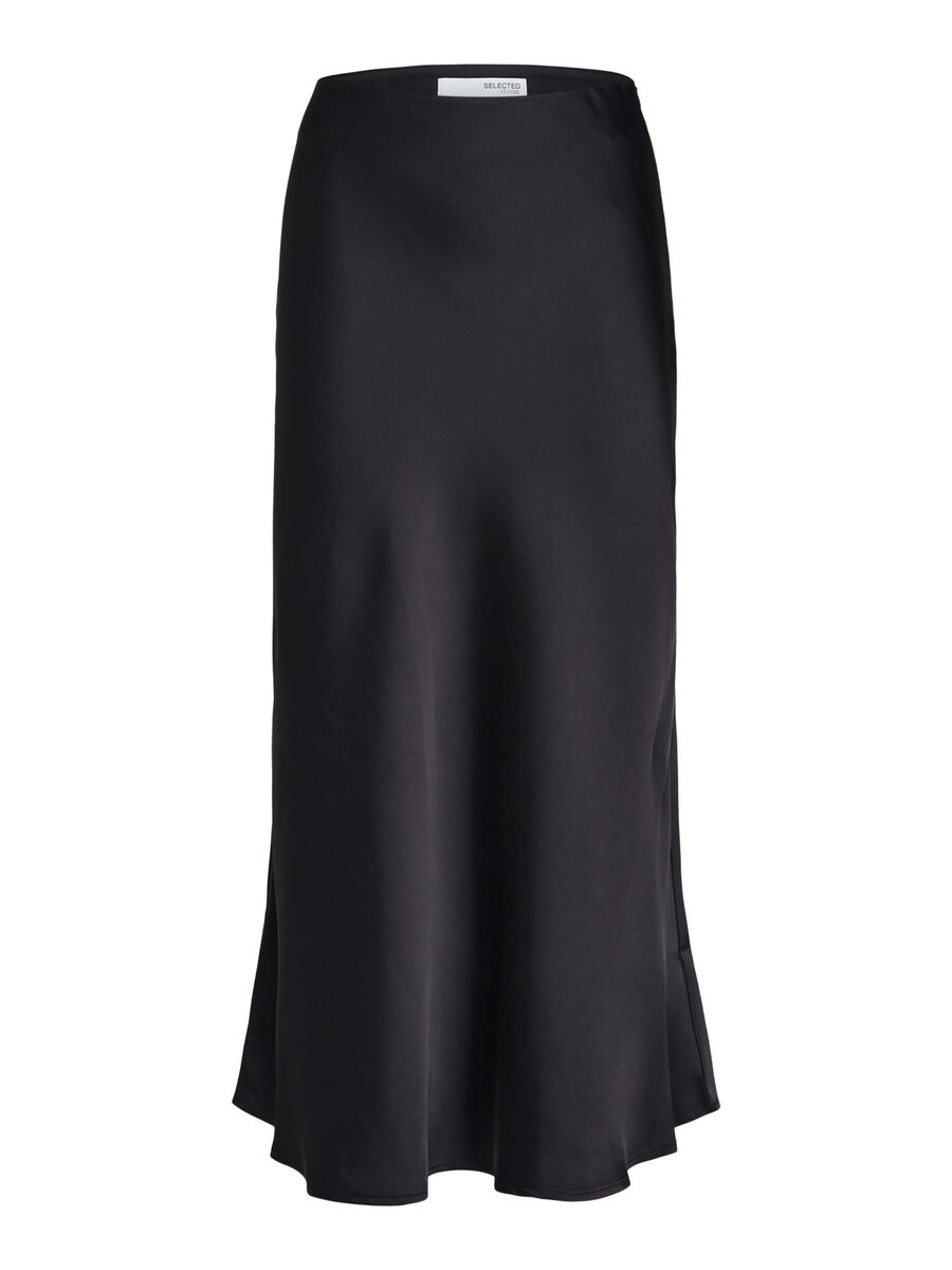 Selected SATIN MAXI SKIRT, Black, highres - 16087941_Black_001.jpg