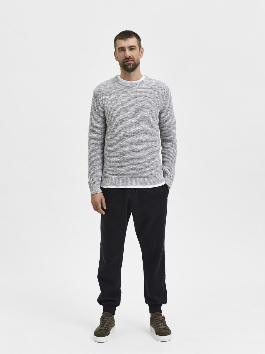 Selected CREW NECK KNITTED PULLOVER, Marshmallow, highres - 16059390_Marshmallow_605104_005.jpg