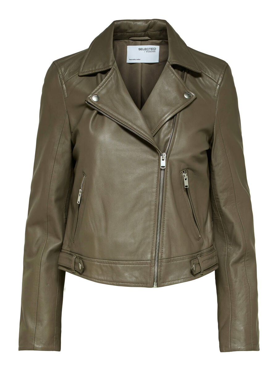 Selected CLASSIC LEATHER JACKET, Morel, highres - 16071712_Morel_001.jpg