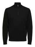 Selected QUARTER ZIP PULLOVER, Black, highres - 16085081_Black_001.jpg