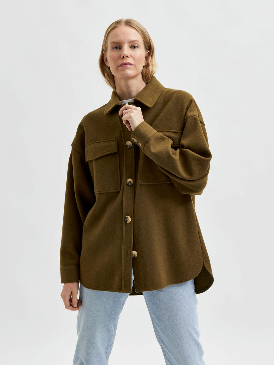 Selected VÆVET TWILL SHACKET, Dark Olive, highres - 16082458_DarkOlive_901245_003.jpg