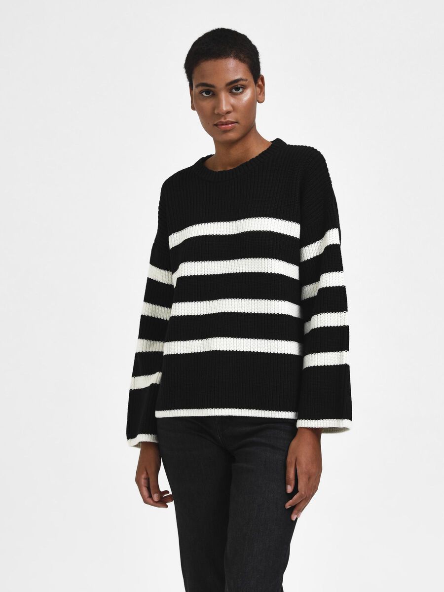 Selected STRIPED KNITTED JUMPER, Black, highres - 16084247_Black_926196_003.jpg