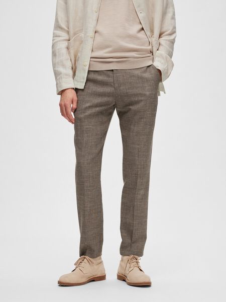 Selected LINEN BLEND TROUSERS, Dark Sand Melange, highres - 16087871_DarkSandMelange_003.jpg