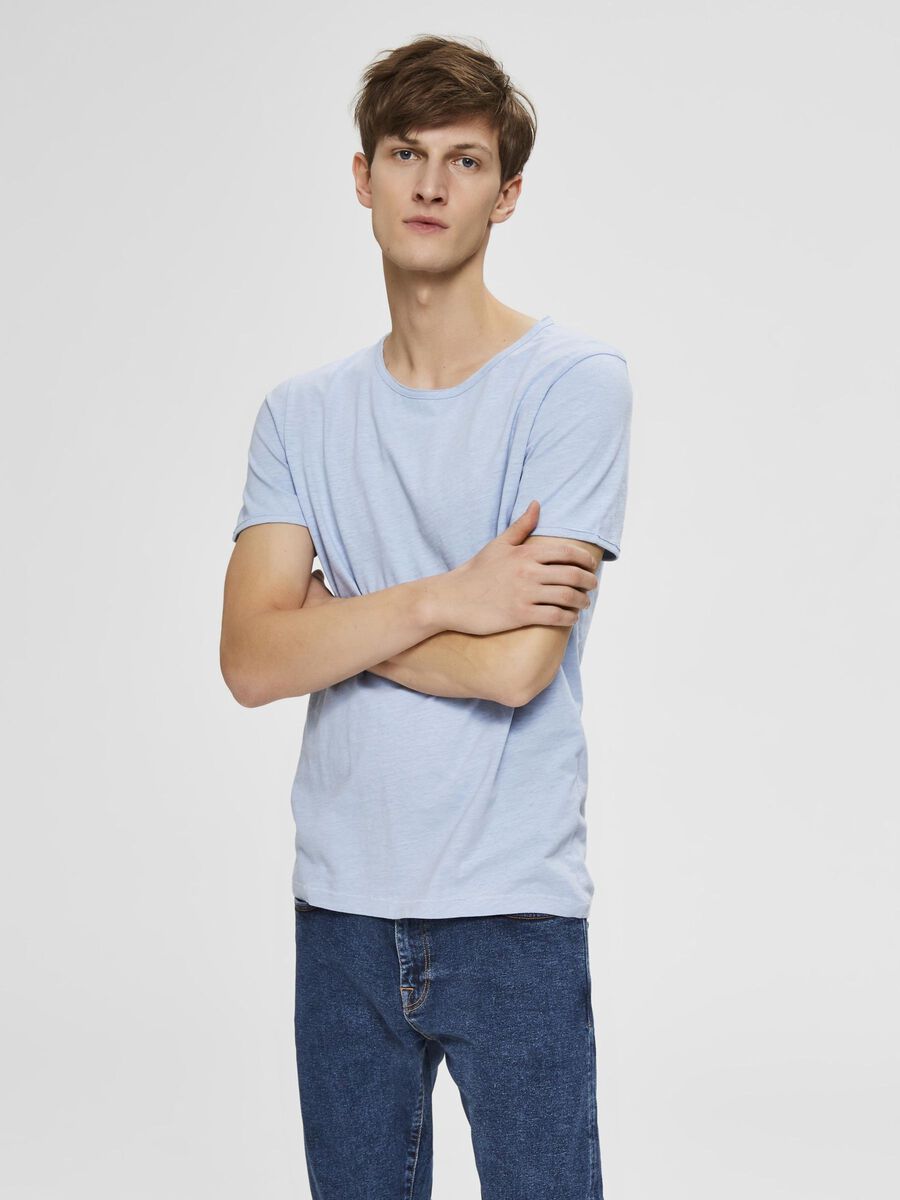 Selected COL RAS-DU-COU - T-SHIRT, Dream Blue, highres - 16071775_DreamBlue_003.jpg