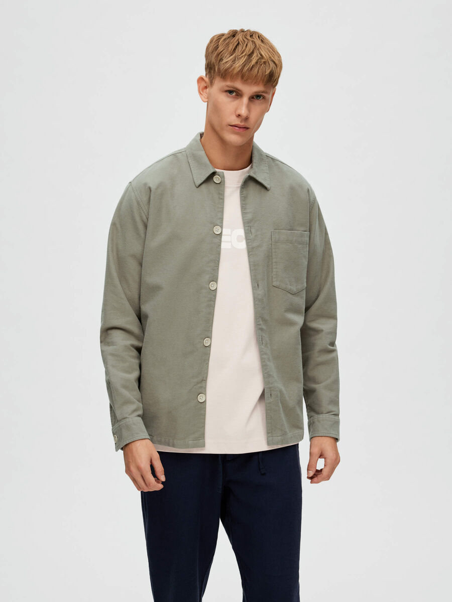 Selected LANGÆRMET OVERSHIRT, Vetiver, highres - 16088281_Vetiver_003.jpg