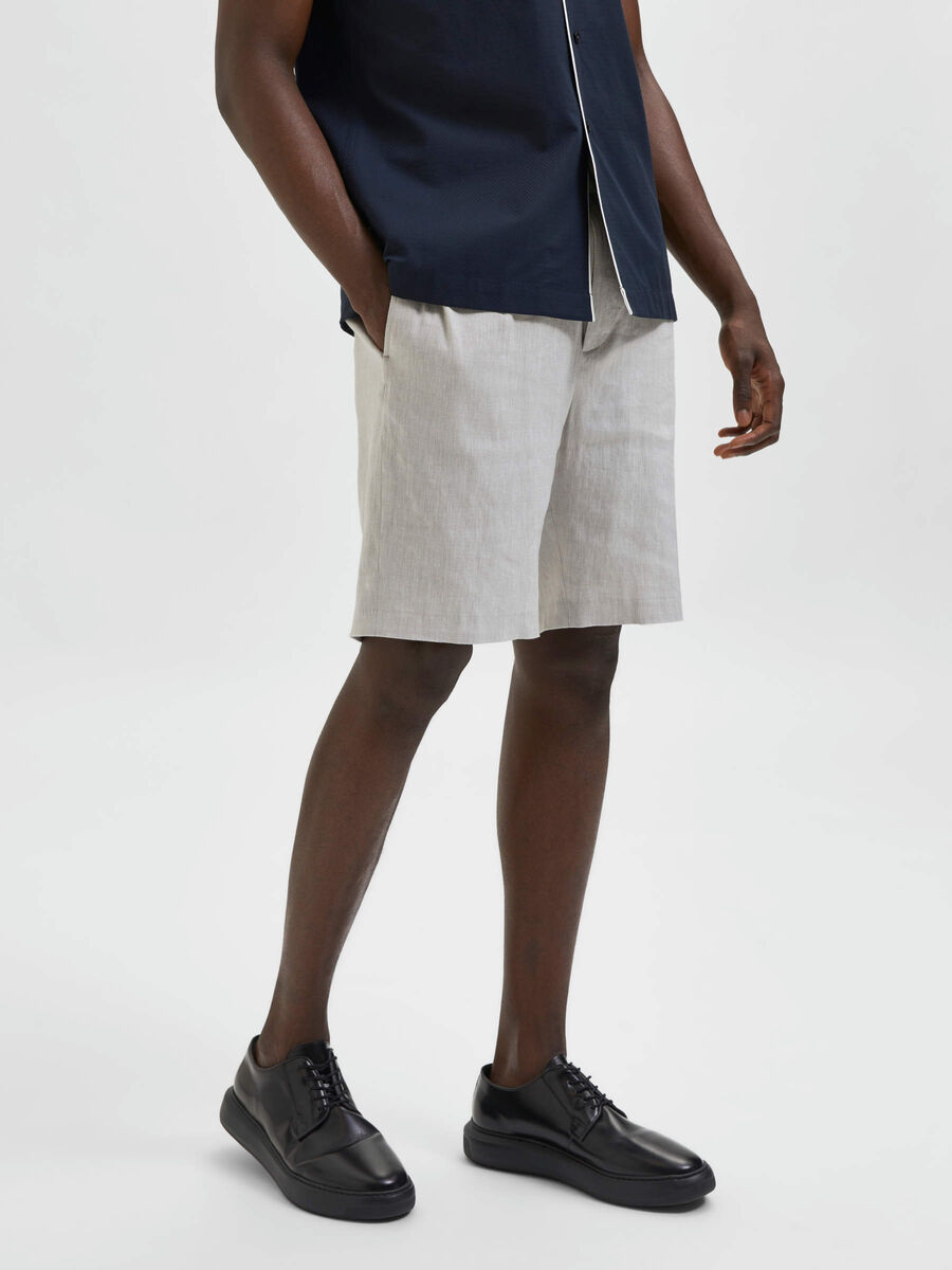 Selected LINEN SHORTS, Sand, highres - 16084616_Sand_003.jpg