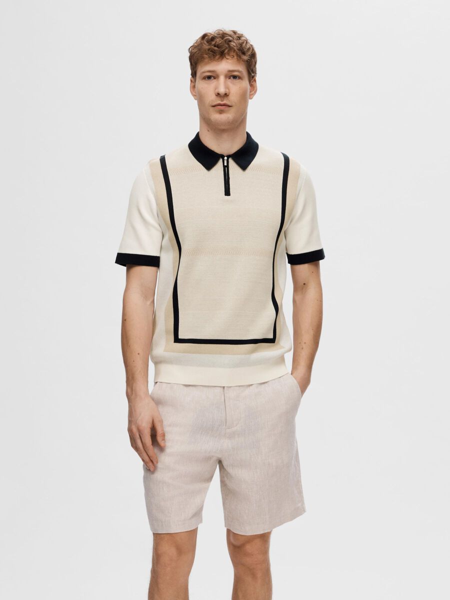 Selected KNITTED POLO SHIRT, Egret, highres - 16093387_Egret_1112970_003.jpg