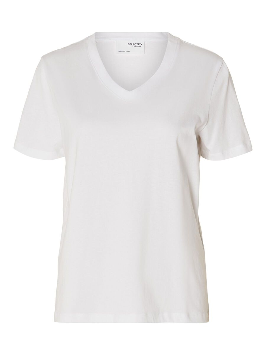 Selected KLASSISCHES V-NECK T-SHIRT, Bright White, highres - 16087922_BrightWhite_001.jpg