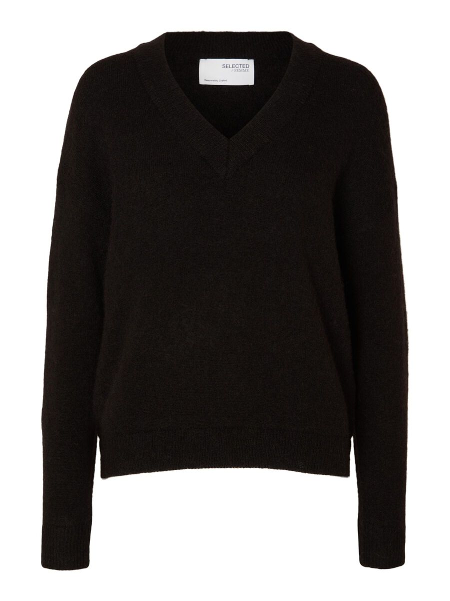 Selected ULLBLANDING V-HALS PULLOVER, Black, highres - 16090269_Black_001.jpg