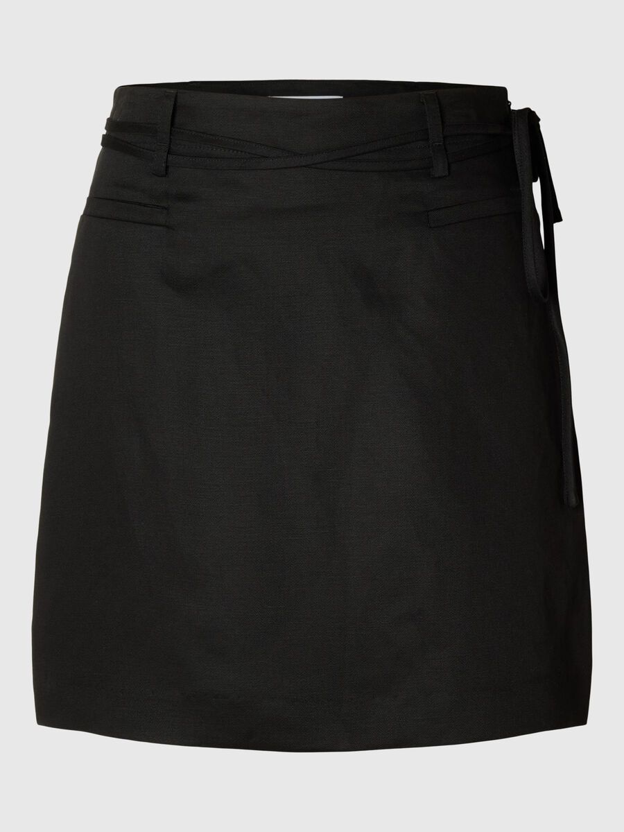 Selected LINNENMIX MINIROK, Black, highres - 16097917_Black_001.jpg
