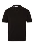 Selected KNITTED POLO SHIRT, Black, highres - 16088636_Black_001.jpg