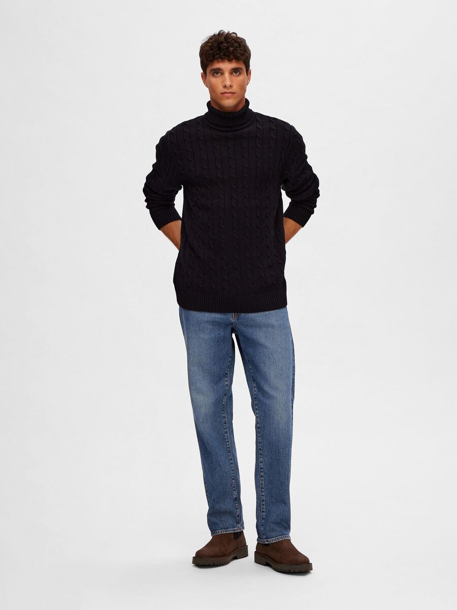 Selected CABLE-KNIT PULLOVER, Black, highres - 16077218_Black_005.jpg
